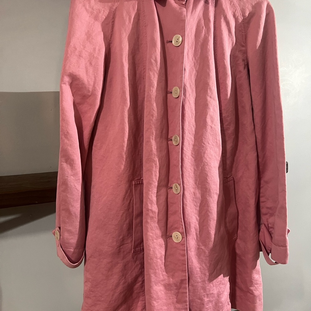 J. Jill Dusty Rose Button-Front Trench Coat